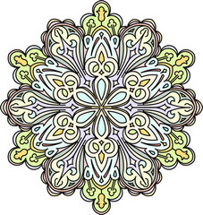 Abstract vector color round lace design in mono line style - man