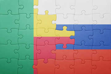 puzzle with the national flag of russia and benin