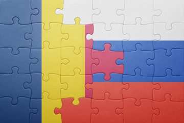 puzzle with the national flag of russia and chad