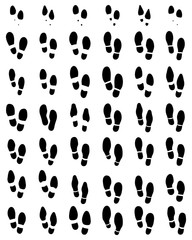 Black prints of shoes on a white background, vector