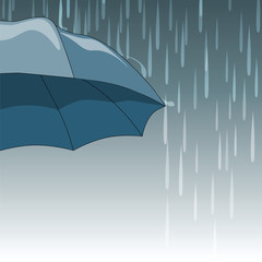 Rain drops and Umbrella. Autumn Rainy Days. Vector