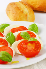 caprese salad with French bread