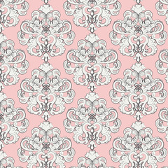 Vintage pattern with damask ornament. Vector