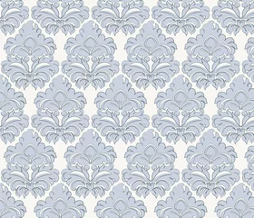 Foto op Canvas Vintage damask classic floral ornament in blue. Vector © castecodesign