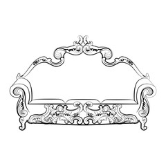 Royal Sofa with classic damask ornaments. Vector