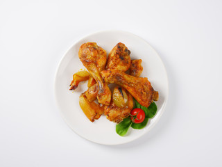 roasted chicken legs and vegetables