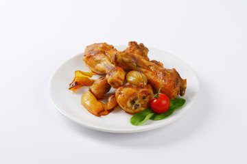 roasted chicken legs and vegetables