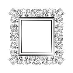 Baroque royal frame with luxurious damask ornaments. Vector