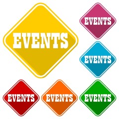 Events icons set with long shadow