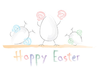 Funny Easter eggs with boxing gloves. Happy Easter concept
