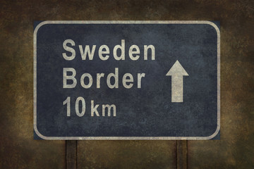Sweden border 10km roadside sign illustration