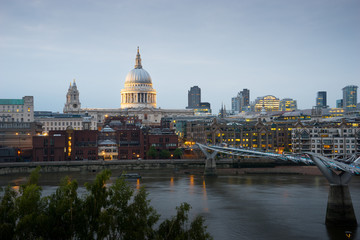 Fototapeta na wymiar Millennium bridge and St. Paul, London, UK