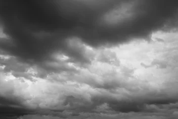 Photo sur Plexiglas Ciel Storm sky, rain.  Cloudy sky over horizon, dark, gray.