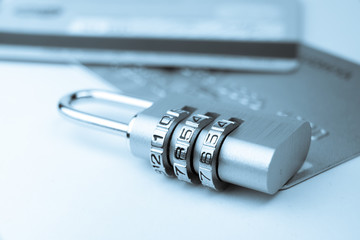 Credit Card machine payment security with key lock & padlock