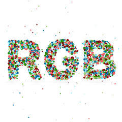 RGB word consisting of colored particles
