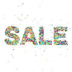 sale word consisting of colored particles