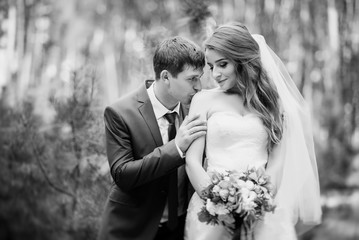 Wedding walk on nature