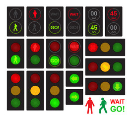 vector traffic lights for cars and pedestrians