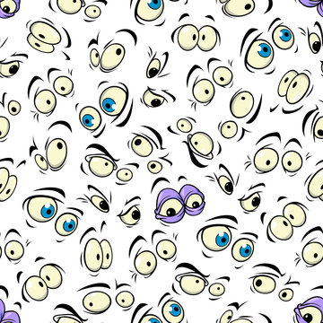 Cartoon eyes seamless pattern background