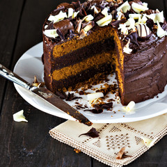 Luxury chocolate and toffee layer cake