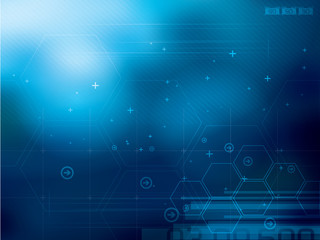 Obraz premium abstract technology background blue with hexagons vector futuristic template