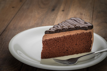 Chocolate cake on plate