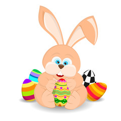 Cartoon easter rabbit holding an easter egg