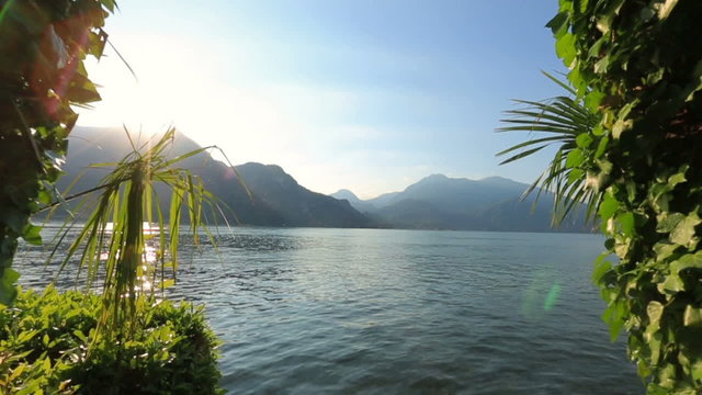Paradise dawn on the Como lake in Italy. Heaven on Earth.