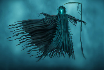 Grim Reaper or evil spirit illustration 