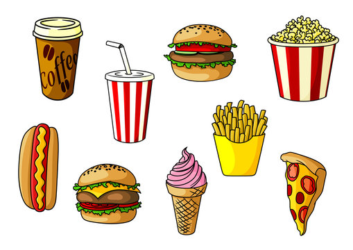 Fast food snacks, desserts and drinks
