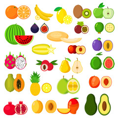Flat whole and halves of fruits