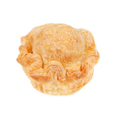 One chicken pie isolated on white