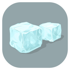 Naklejka premium A vector illustration icon of Blue Ice cubes. Frozen water cubes of ice. Flat icon for cooling drinks concept.