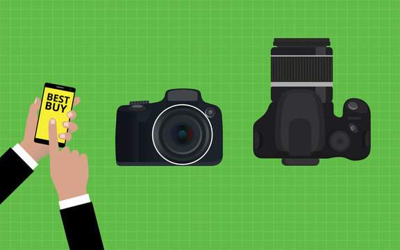 choose and buy the best camera slr vector illustration