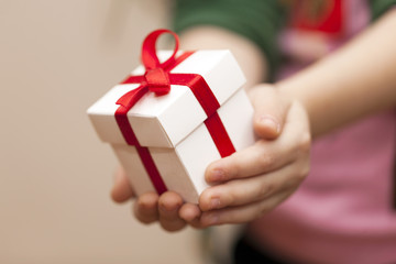 Gift Box In Children Hands