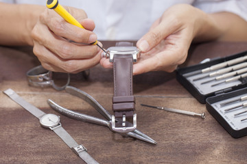Repair and restoration of watches , macro shot