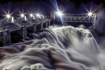 Post Falls Dam in the evening.