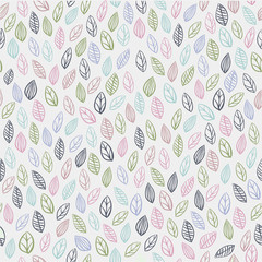 Leaves doodle pattern. Simple draving leaves pattern.