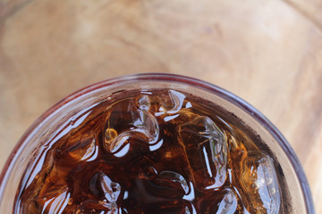 Cola with ice cubes