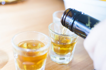 Alcohol shot glass on a table