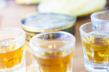 Alcohol shot glass on a table