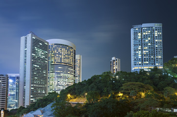 Modern building in Hong Kong city at night