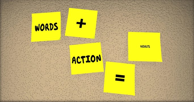 Words Plus Action Equals Results Sticky Notes Bulletin Board 4K