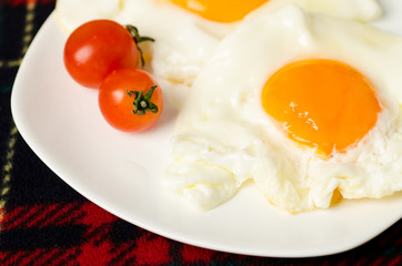 Breakfast,meal,fried egg on white plate