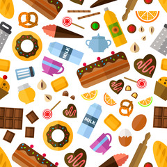 Pastry and bakery seamless pattern