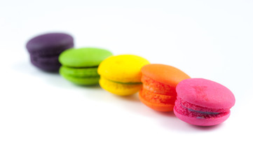 colorful tasty mini macaron isolated on white background