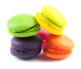 colorful tasty mini macaron isolated on white background