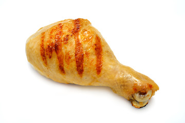 Grilled chicken leg isolated on white background