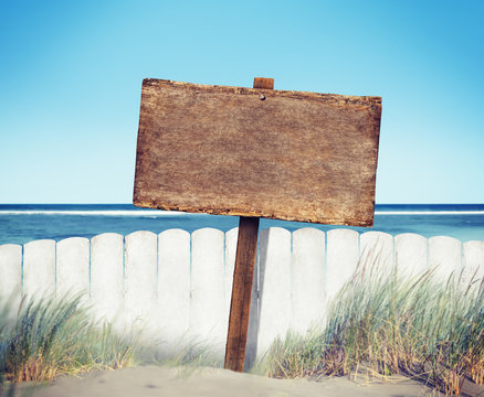 Sign Placard Empty Banner Plank Timber Tranquil Concept