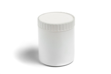 White plastic medicine bottle isolated on white